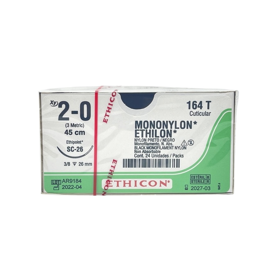 ETHILON 2-0 (FS) 3/8, 26 mm, Negro, 45 cm