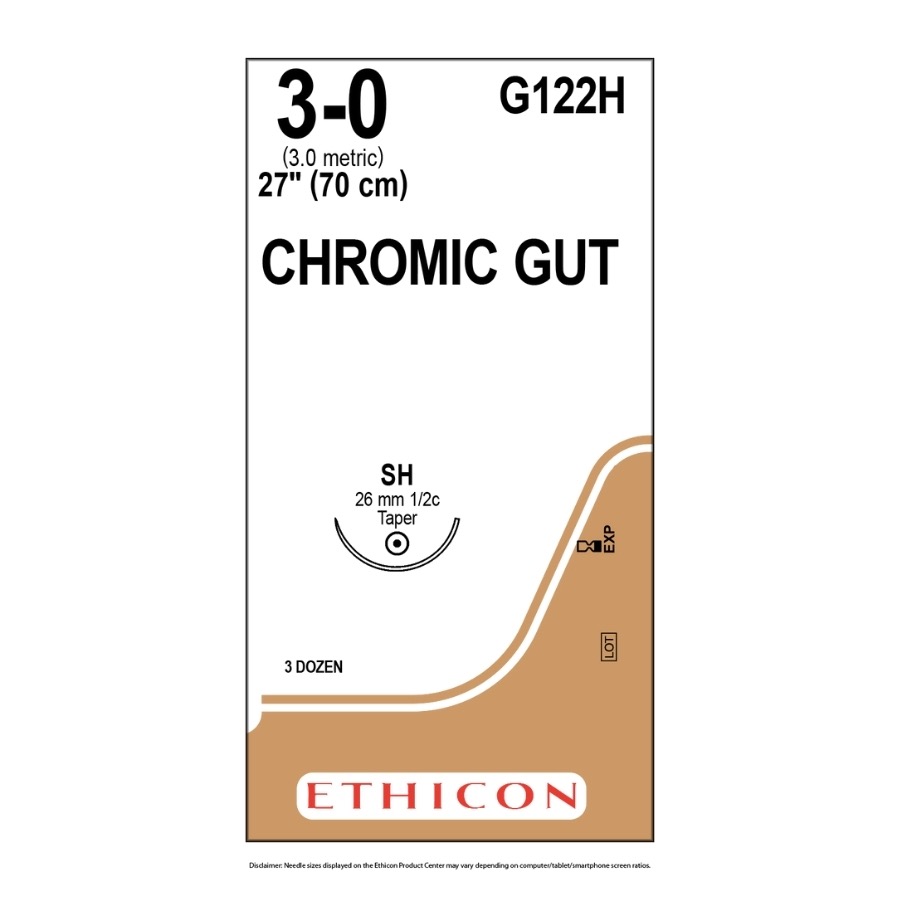 CATGUT CROMICO 3-0 (SH) 1/2, 26 mm, 70 cm