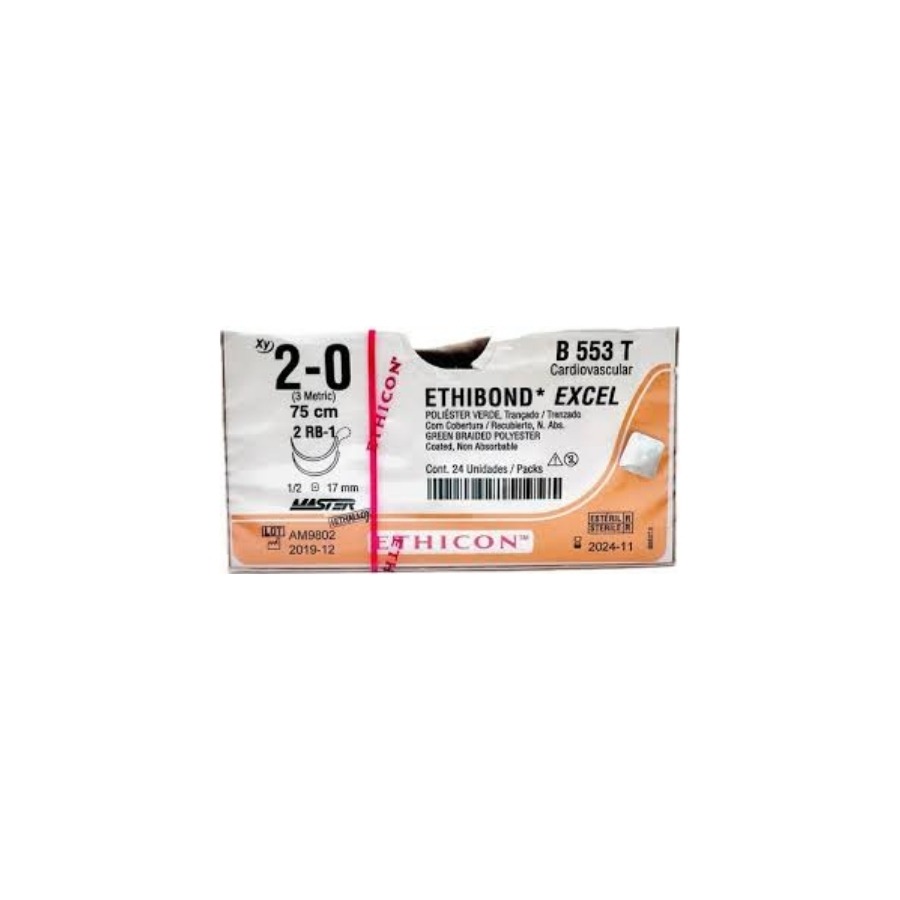 Ethibond Excel Calibre 2/0 de Longitud 90 cm Aguja SH Master