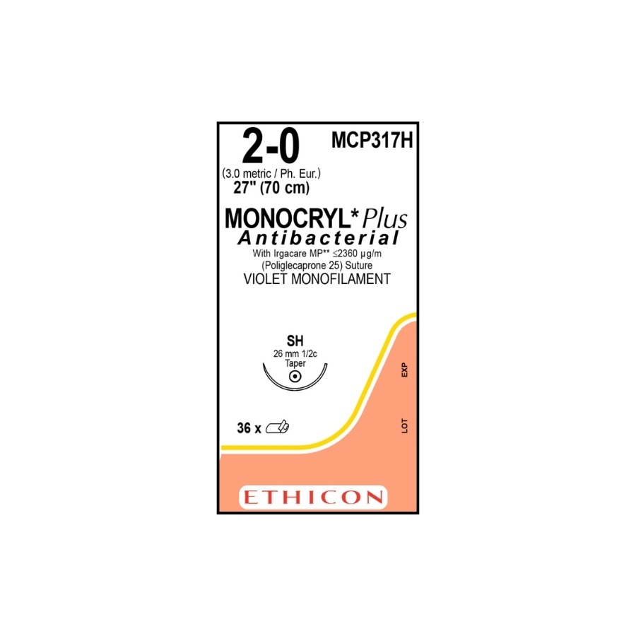 MONOCRYL PLUS MONOF SINT ABS 2-0 (SH) 70 CM