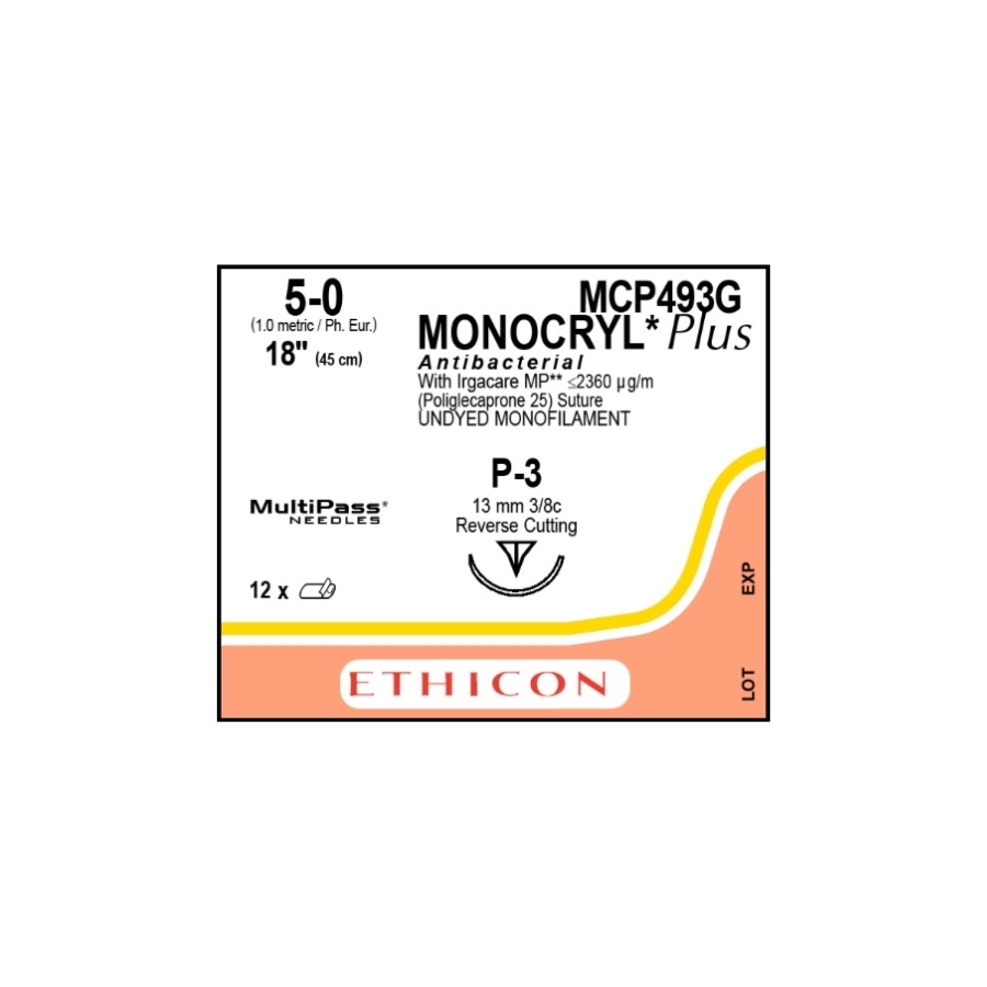 MONOCRYL PLUS MONOF SINT ABS 5-0 (PS3) 45 CM